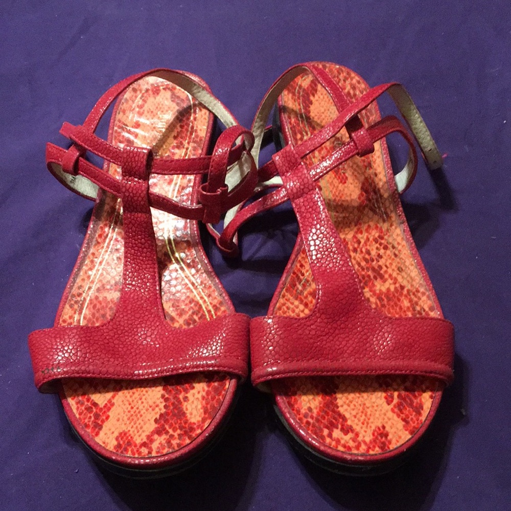 Juicy Couture Red Strappy Sandals with Ankle Strap